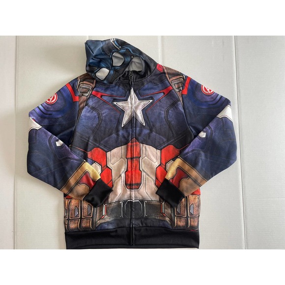 Men’s Marvel Avengers Captain America Age Of‎ Ultron Mask Full Zip Hoodie Size M - Picture 1 of 9